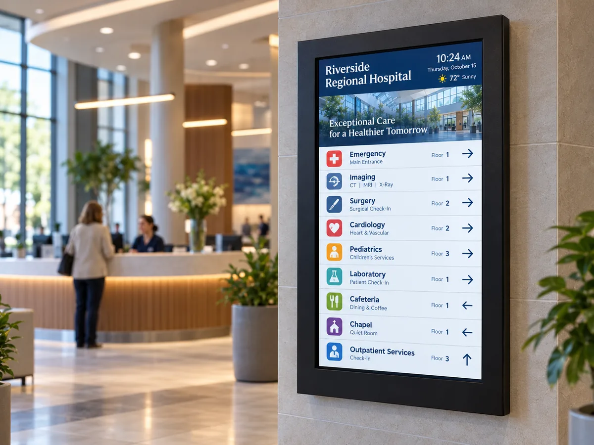 Hospital digital wayfinding directory presentation