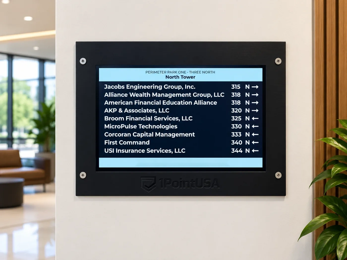Landscape office tenant directory presentation