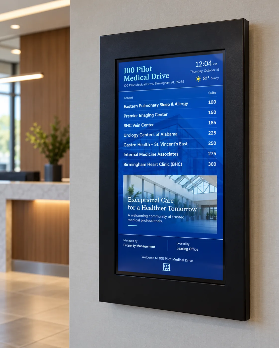 Medical office digital directory presentation